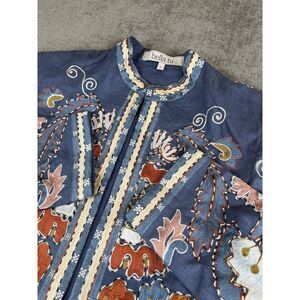 Bella Tu Jacket Womens (L) Embroidered Long Sleeve Open Front Shoulder Pads